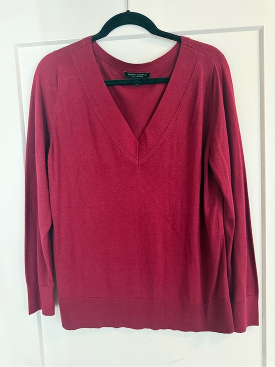 Banana Republic Sweaters - Banana Republic Women's Silk Cashmere V-Neck Sweater - Deep Red
